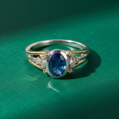 GP Kyanite, White Zircon Ring in Rhodium Overlay &amp; Yellow Gold Plated Sterling Silver 1.80 Ct. 8429566 2