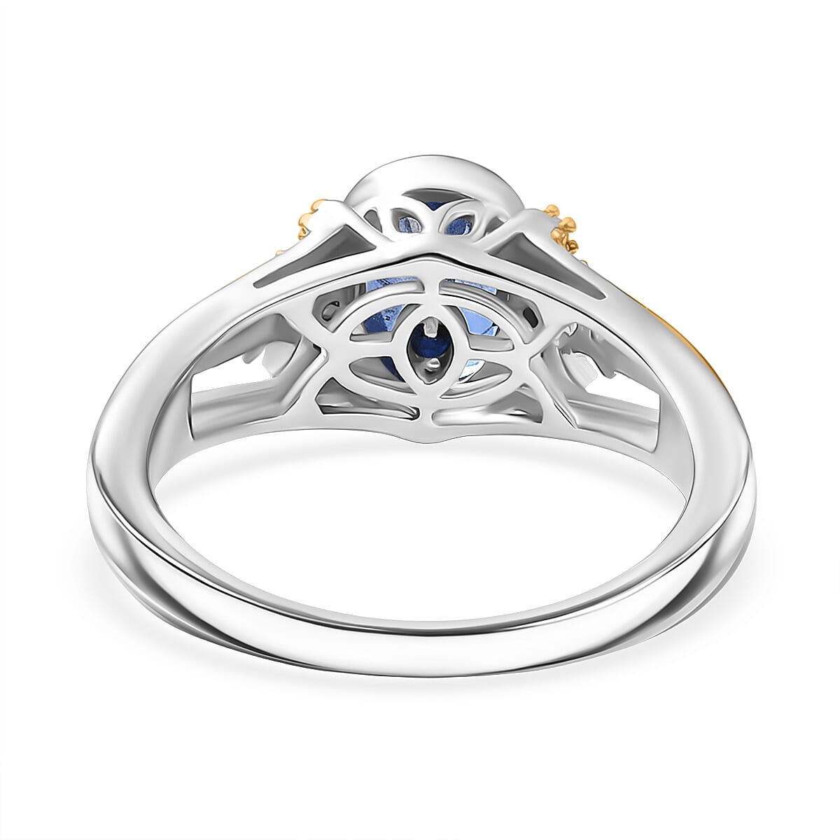GP Kyanite, White Zircon Ring in Rhodium Overlay &amp; Yellow Gold Plated Sterling Silver 1.80 Ct. 8429566 5