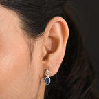 GP Natural Kashmir Kyanite, White Zircon & Kanchanaburi Blue Sapphire Stud Push Back Earring in Rhodium & Yellow Gold Plated Sterling Silver 2.26 Ct.