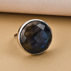 GP Art Deco Collection - Labradorite Ring in Platinum Overlay Sterling Silver 21.54 Ct.