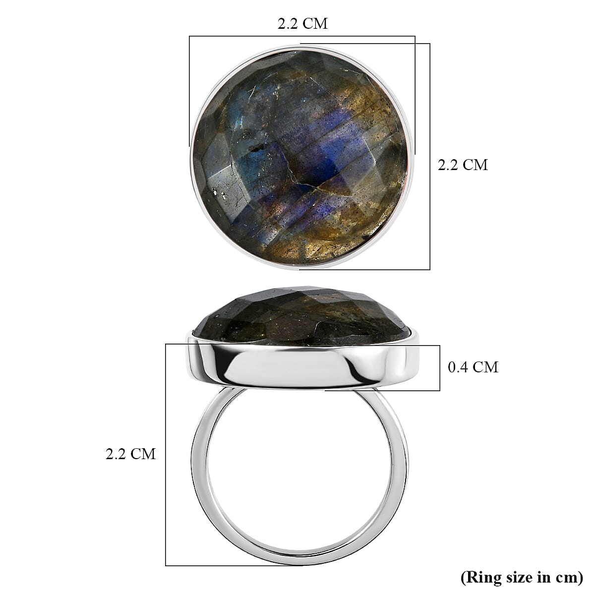 GP - Labradorite Solitaire Ring in Platinum Plated Sterling Silver 21.31 Ct. 7017311 6