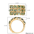 GP Leaf Collection - Green Apatite, Blue Sapphire & White Zircon Cluster Ring in 18K Vermeil Yellow Gold Plated Sterling Silver 3.43 Ct.