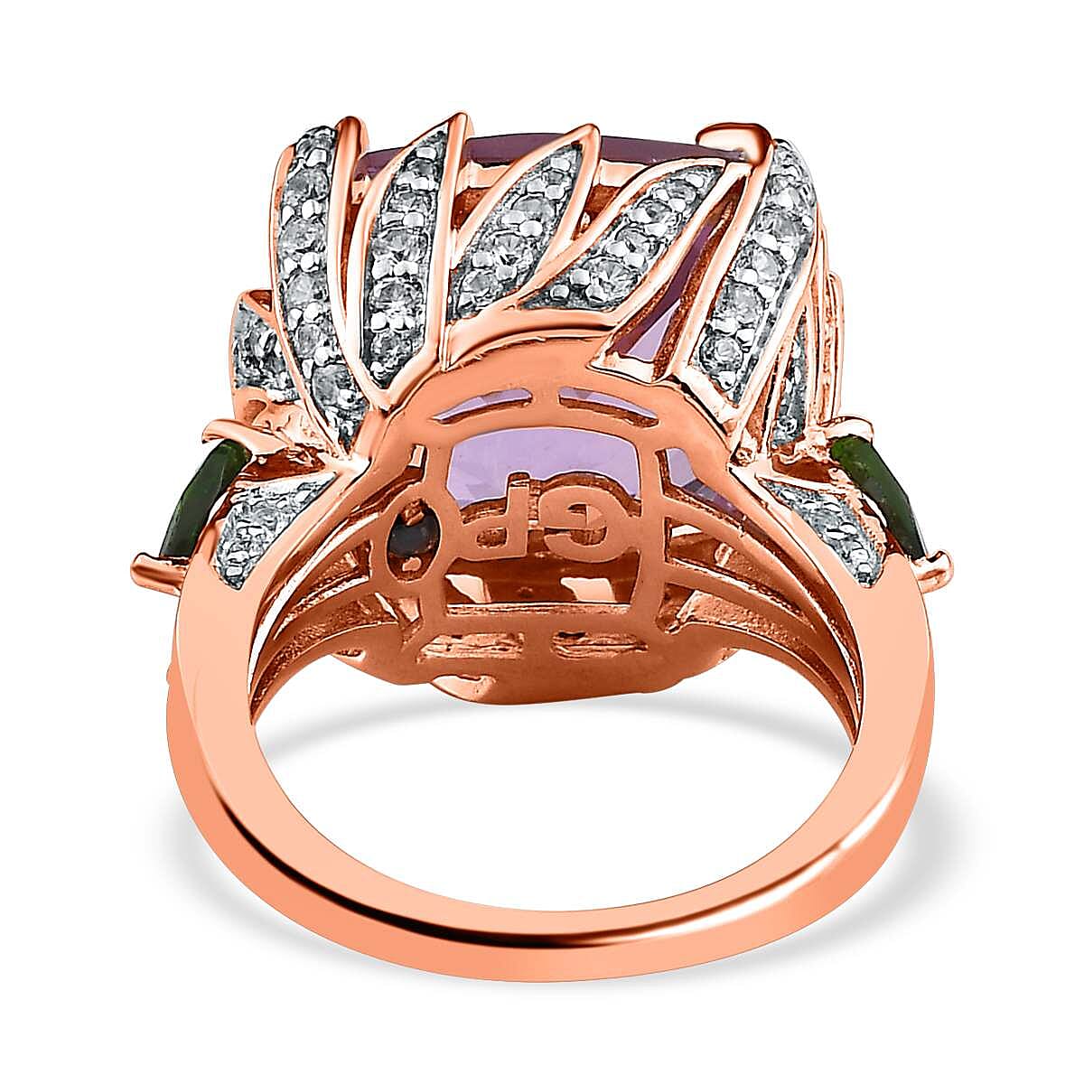GP- Leaf Collection - Pink Amethyst and Multi Gemstone Ring in 18K Vermeil Rose Gold Plated Sterling Silver 15.76 Ct 7559475 4