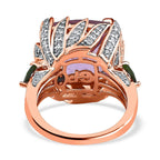 GP- Leaf Collection - Pink Amethyst and Multi Gemstone Ring in 18K Rose Gold Vermeil Plated Sterling Silver 15.76 Ct