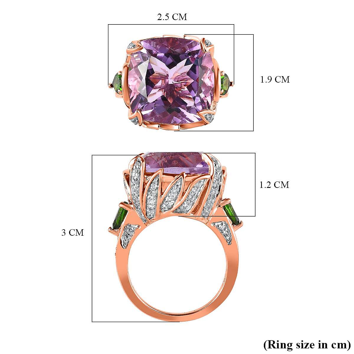 GP- Leaf Collection - Pink Amethyst and Multi Gemstone Ring in 18K Vermeil Rose Gold Plated Sterling Silver 15.76 Ct 7559475 5