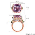 GP- Leaf Collection - Pink Amethyst and Multi Gemstone Ring in 18K Rose Gold Vermeil Plated Sterling Silver 15.76 Ct