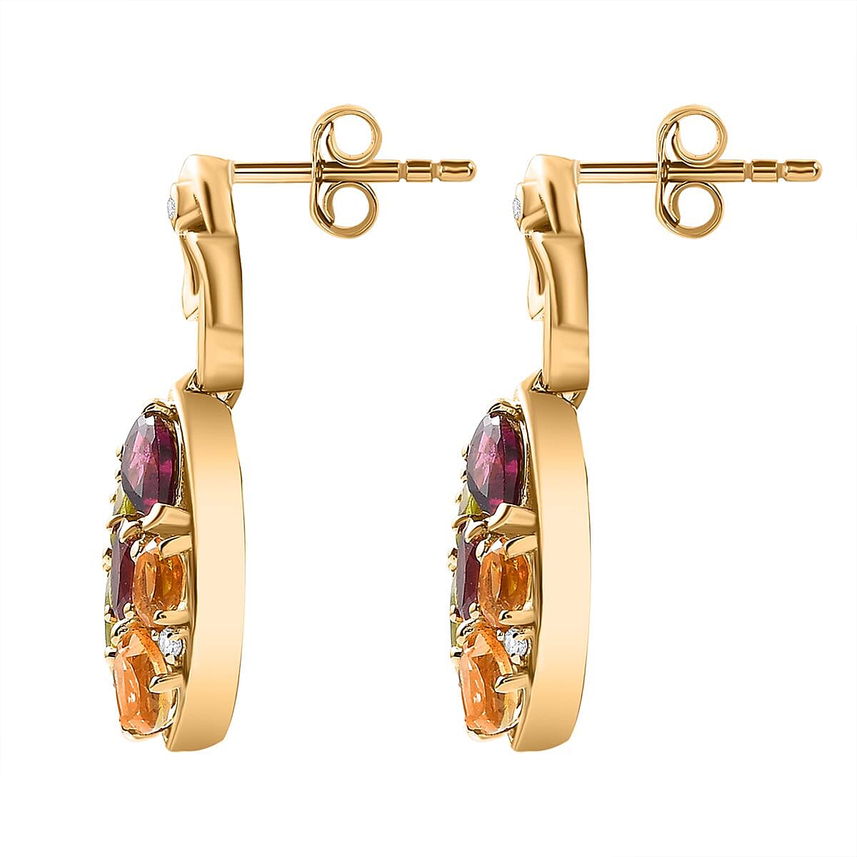 GP Leaf Collection - Rhodolite Garnet &amp; Multi Gemstone Earrings in 18K YG Vermeil Plated Sterling Silver 4.10 Ct, Silver Wt. 5.50 Gms 7763182 3
