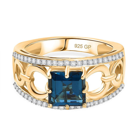 GP - Snaffle Collection Marambaia London Blue Topaz, Blue Sapphire &amp; White Zircon Ring in 18K Vermeil Yellow Gold Plated Sterling Silver 3.57 Ct. 8307818 1