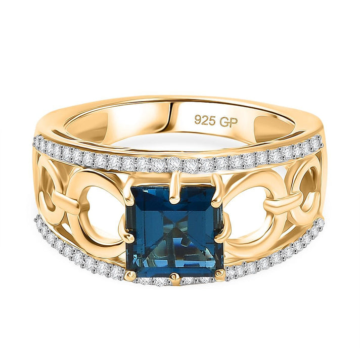 GP - Snaffle Collection Marambaia London Blue Topaz, Blue Sapphire &amp; White Zircon Ring in 18K Vermeil Yellow Gold Plated Sterling Silver 3.57 Ct. 8307818 1