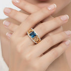 GP - Snaffle Collection Marambaia London Blue Topaz, Blue Sapphire & White Zircon Ring in 18K Vermeil Yellow Gold Plated Sterling Silver 3.57 Ct.
