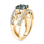 GP - Snaffle Collection Marambaia London Blue Topaz, Blue Sapphire & White Zircon Ring in 18K Vermeil Yellow Gold Plated Sterling Silver 3.57 Ct.