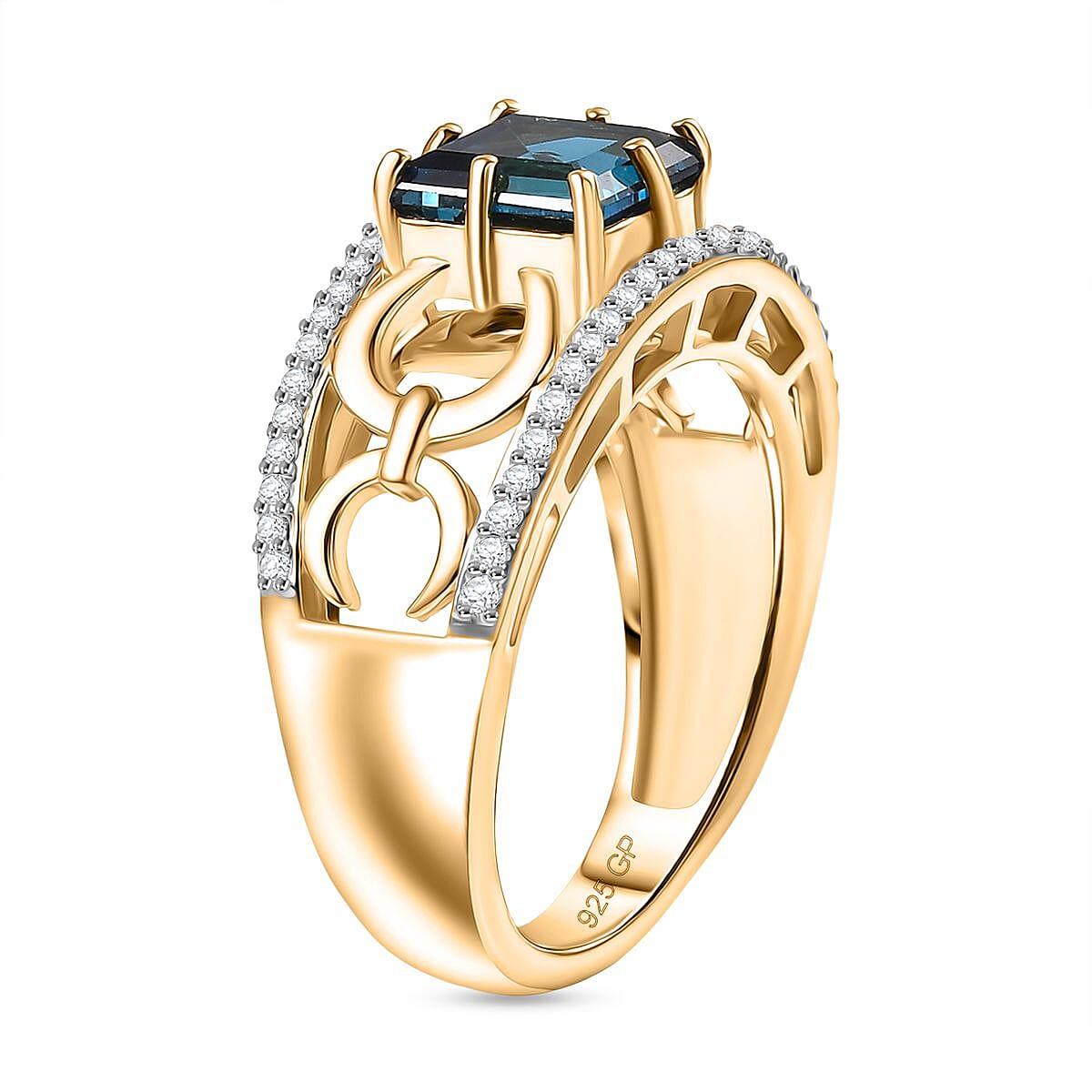 GP - Snaffle Collection Marambaia London Blue Topaz, Blue Sapphire &amp; White Zircon Ring in 18K Vermeil Yellow Gold Plated Sterling Silver 3.57 Ct. 8307818 4