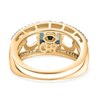 GP - Snaffle Collection Marambaia London Blue Topaz, Blue Sapphire & White Zircon Ring in 18K Vermeil Yellow Gold Plated Sterling Silver 3.57 Ct.