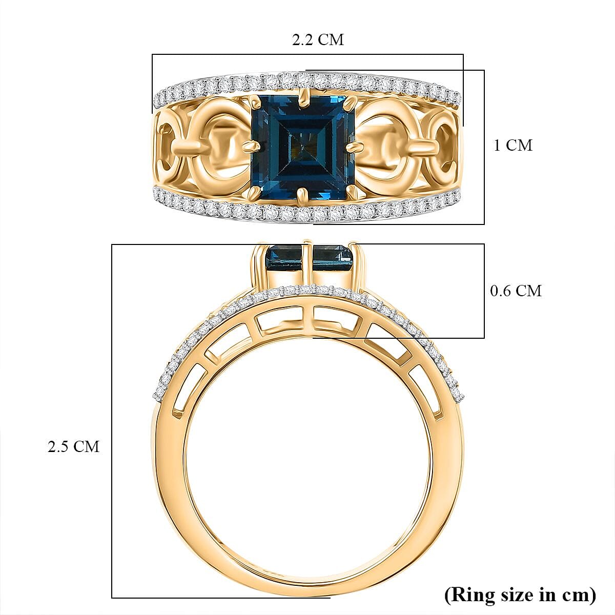 GP - Snaffle Collection Marambaia London Blue Topaz, Blue Sapphire &amp; White Zircon Ring in 18K Vermeil Yellow Gold Plated Sterling Silver 3.57 Ct. 8307818 6