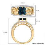 GP - Snaffle Collection Marambaia London Blue Topaz, Blue Sapphire & White Zircon Ring in 18K Vermeil Yellow Gold Plated Sterling Silver 3.57 Ct.