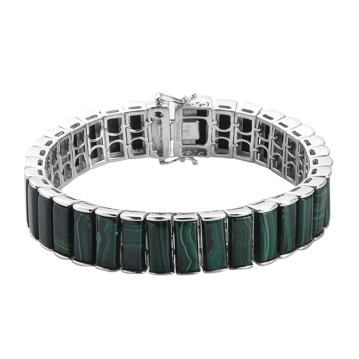 GP Malachite  Bracelet (Size 7.5) in Platinum Overlay Sterling Silver 70.02 Ct, Silver Wt. 33.09 Gms 3643254 0