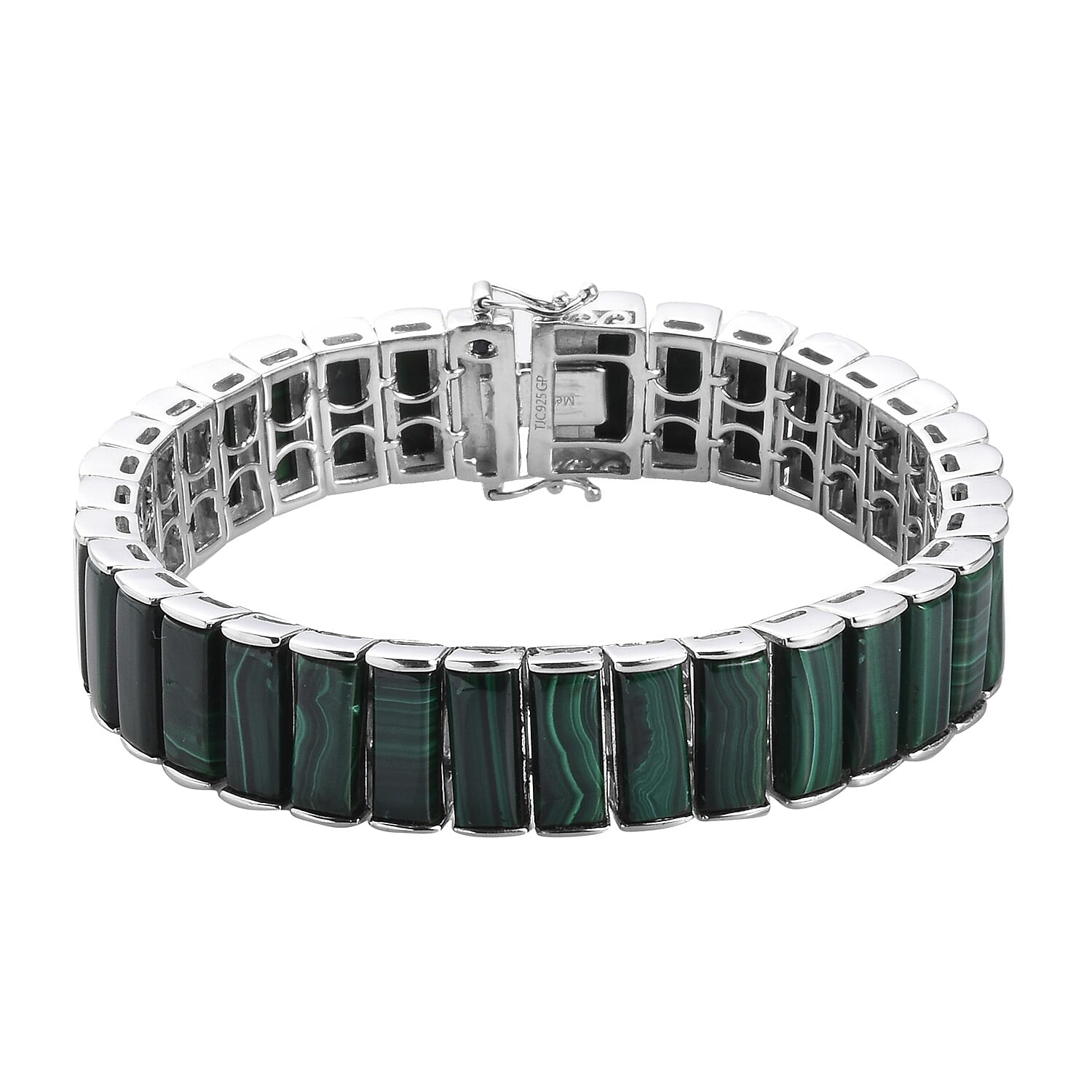 GP Malachite  Bracelet (Size 7.5) in Platinum Overlay Sterling Silver 70.02 Ct, Silver Wt. 33.09 Gms 3643254 0