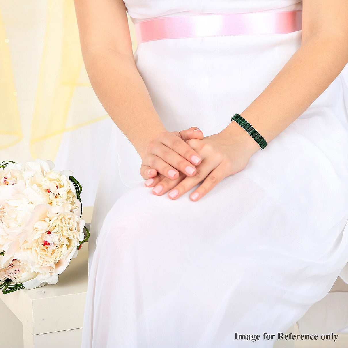 GP Malachite  Bracelet (Size 7.5) in Platinum Overlay Sterling Silver 70.02 Ct, Silver Wt. 33.09 Gms 3643254 3