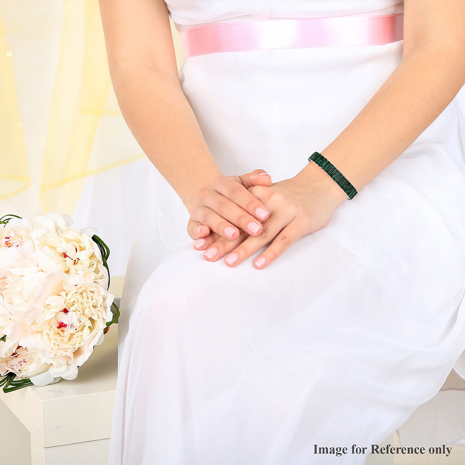 GP Malachite  Bracelet (Size 7.5) in Platinum Overlay Sterling Silver 70.02 Ct, Silver Wt. 33.09 Gms 3643254 3