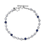 GP - Signature Collection Masoala Sapphire, Blue Sapphire & White Zircon Line Bracelet 1 Row (Size 7.5) in Rhodium Overlay Sterling Silver 9.69 Ct, Silver Wt. 6.07 Gms.
