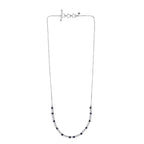 GP- Signature Collection Masoala Sapphire, Blue Sapphire & White Zircon Line Necklace (Size 20) in Rhodium Overlay Sterling Silver 7.20 Ct, Silver Wt. 9.34 Gms.