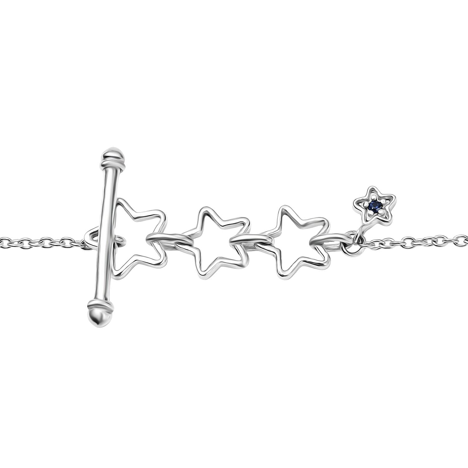 GP- Signature Collection Masoala Sapphire, Blue Sapphire &amp; White Zircon Line Necklace (Size 20) in Rhodium Overlay Sterling Silver 7.20 Ct, Silver Wt. 9.34 Gms. 8320006 5