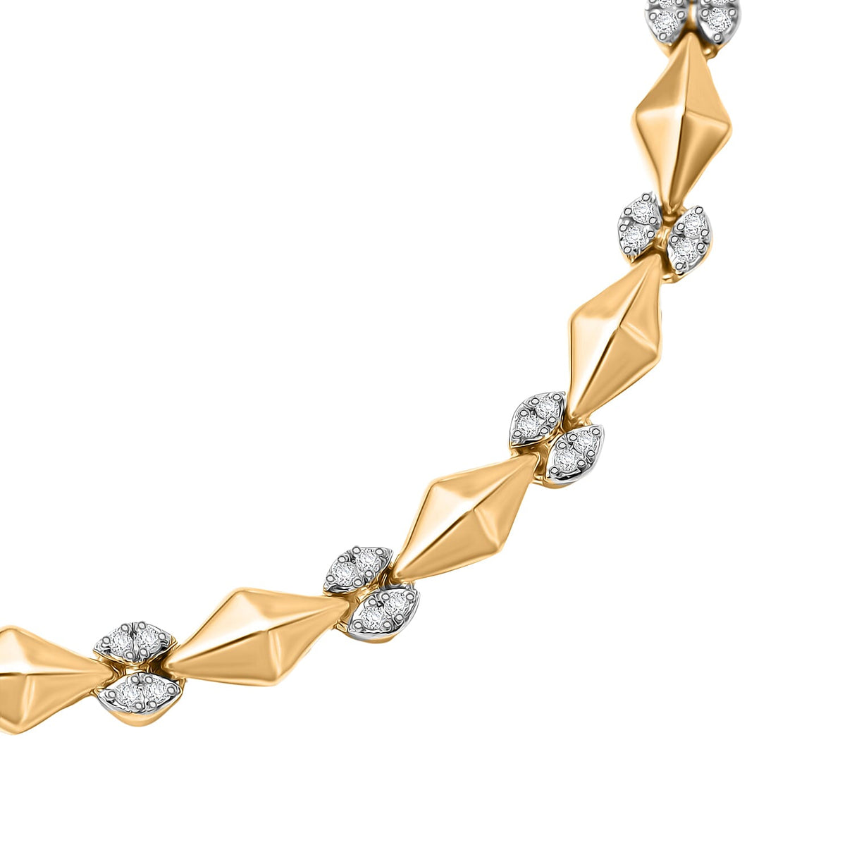 GP Milano Collection - White Diamond Linking Bracelet (Size 7.5) with GB Lock Box in 18K Vermeil Yellow Gold Over Sterling Silver 8148023 5
