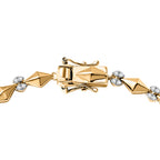 GP Milano Collection - White Diamond & Kanchanaburi Blue Sapphire Linking Bracelet (Size 7.5) with GB Lock Box in 18K Vermeil Yellow Gold Plated Sterling Silver, Silver Wt. 10.55 Gms.