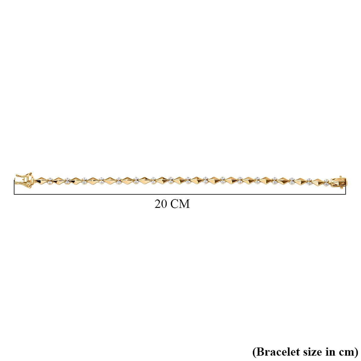 GP Milano Collection - White Diamond Linking Bracelet (Size 7.5) with GB Lock Box in 18K Vermeil Yellow Gold Over Sterling Silver 8148023 7