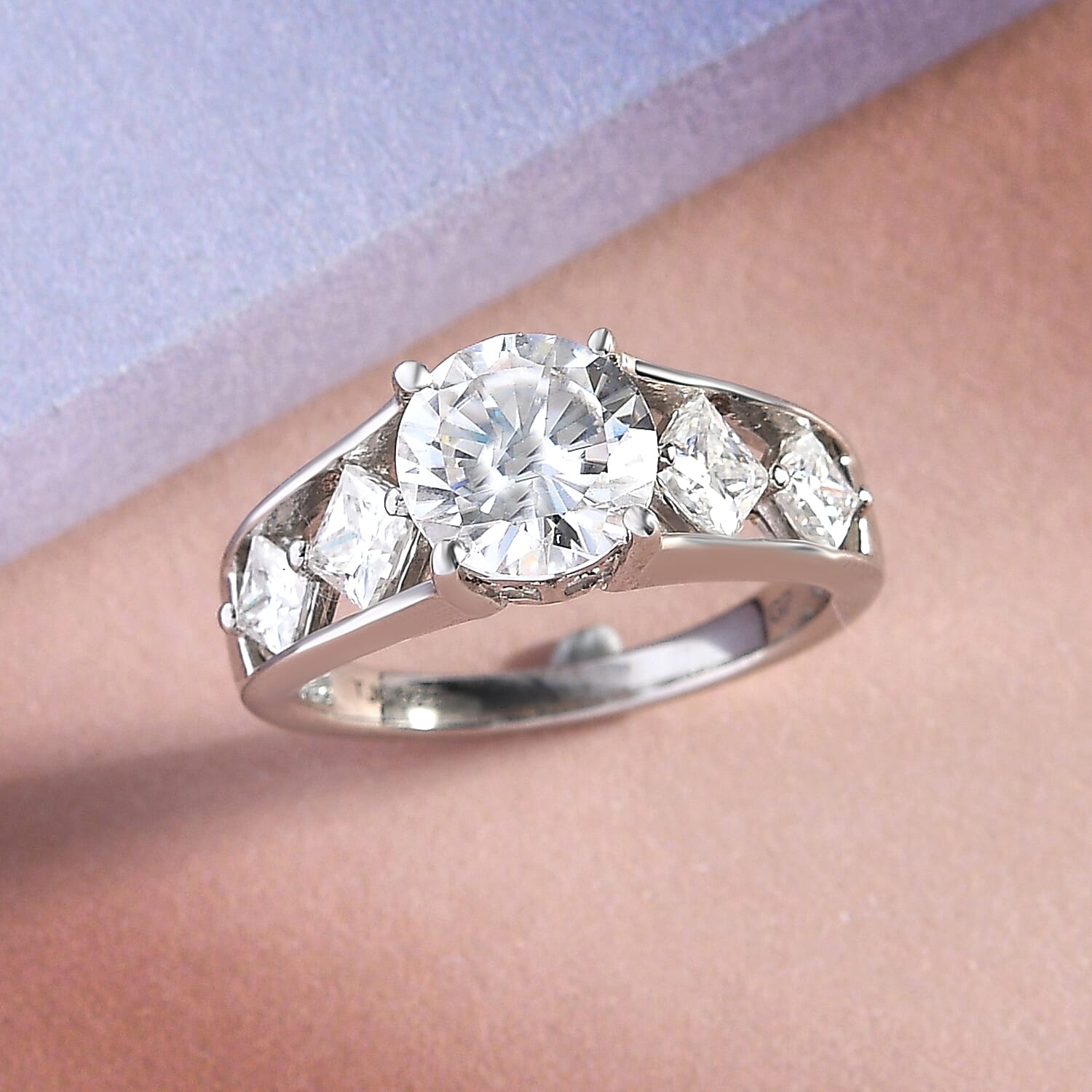 GP Art Deco Collection - Moissanite Ring in Platinum Overlay Sterling Silver 2.53 Ct. 8946707 2
