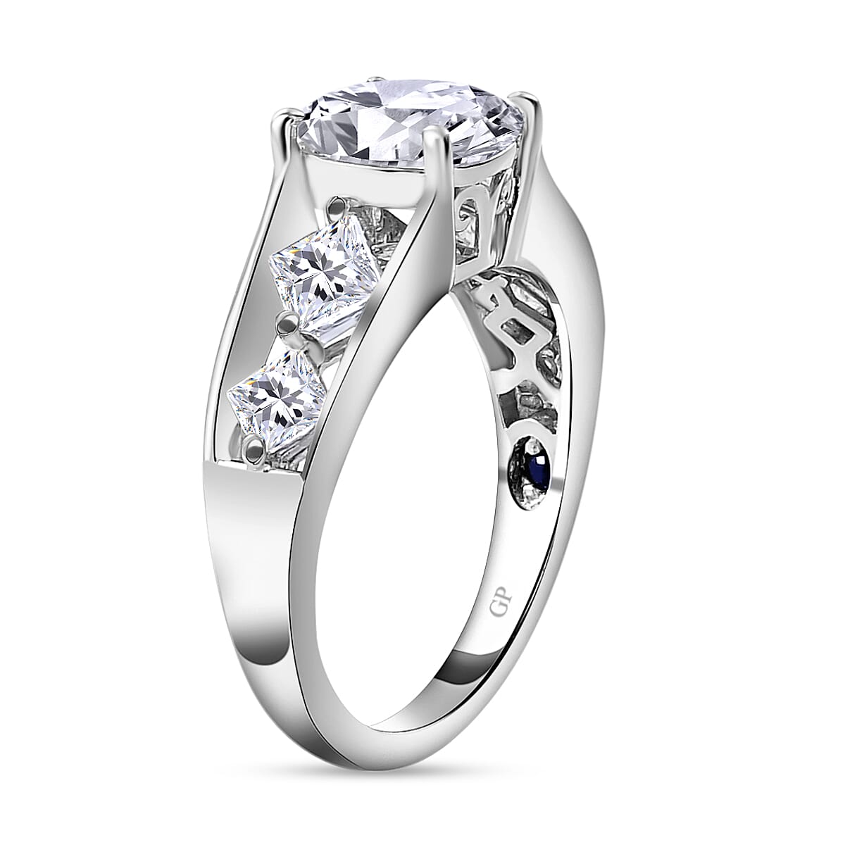 GP Art Deco Collection - Moissanite Ring in Platinum Overlay Sterling Silver 2.53 Ct. 8946707 4