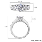 GP Art Deco Collection - Moissanite Ring in Platinum Overlay Sterling Silver 2.53 Ct.