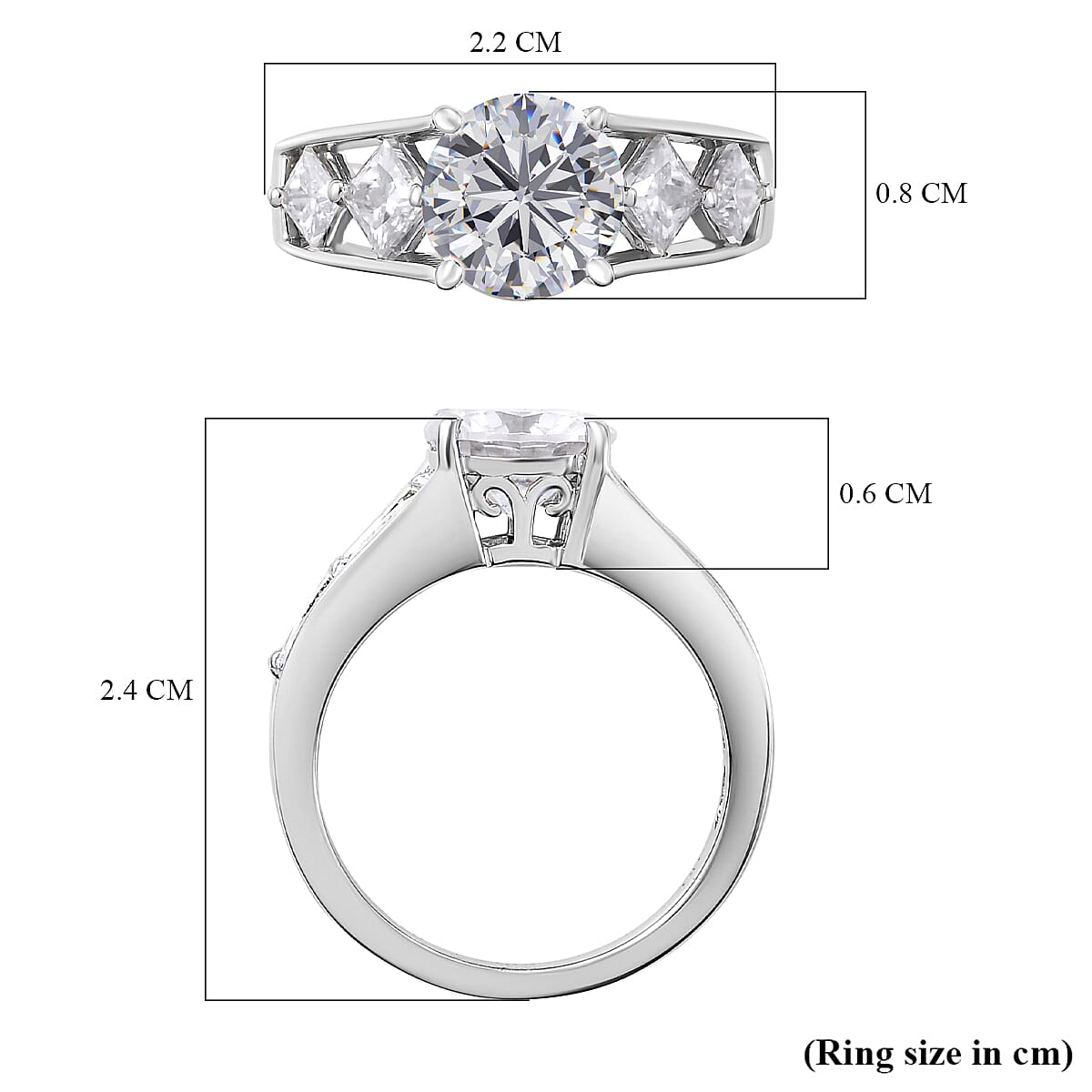 GP Art Deco Collection - Moissanite Ring in Platinum Overlay Sterling Silver 2.53 Ct. 8946707 6