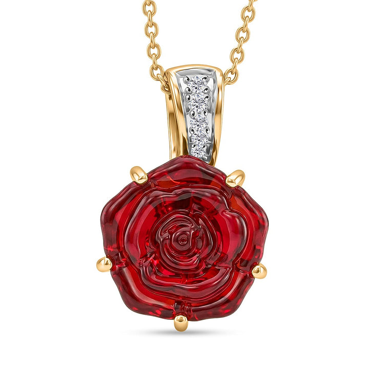 GP- Murano Glass, White Zircon &amp; Blue Sapphire Floral Pendant with Chain (Size 20) in 18K Vermeil Yellow Gold Plated Sterling Silver 4468102 1