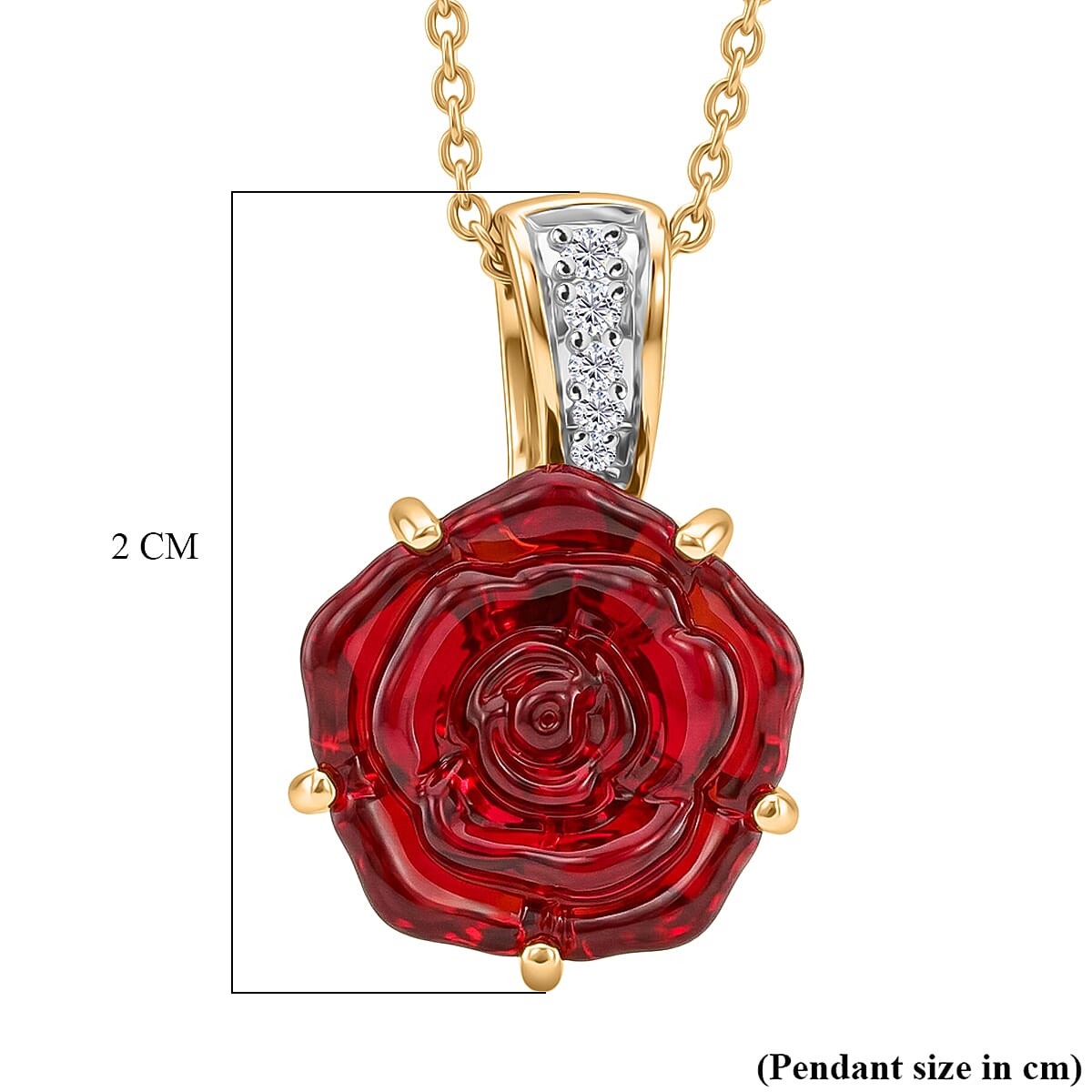 GP - Whispers of Murano Glass, White Zircon &amp; Blue Sapphire Floral Pendant with Chain (Size 20) in 18K Vermeil Yellow Gold Plated Sterling Silver 4468102 7