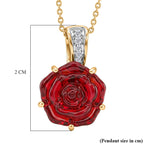 GP- Murano Glass, White Zircon & Blue Sapphire Pendant with Chain (Size 20) in 18K Vermeil Yellow Gold Plated Sterling Silver 3.88 Ct.