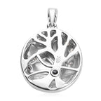 GP - Natural Cambodian Zircon & Blue Sapphire Enamelled Tree Pendant in Platinum Overlay Sterling Silver