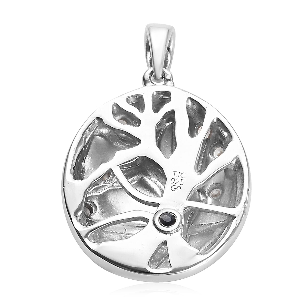 GP Natural Cambodian Zircon and Blue Sapphire Tree Pendant in Rhodium Plated Sterling Silver 3557388 4