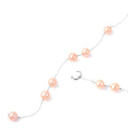 GP - Peach Edison Pearl & Diamond Adjustable Lariat Necklace (Size 24) in Rhodium Overlay Sterling Silver