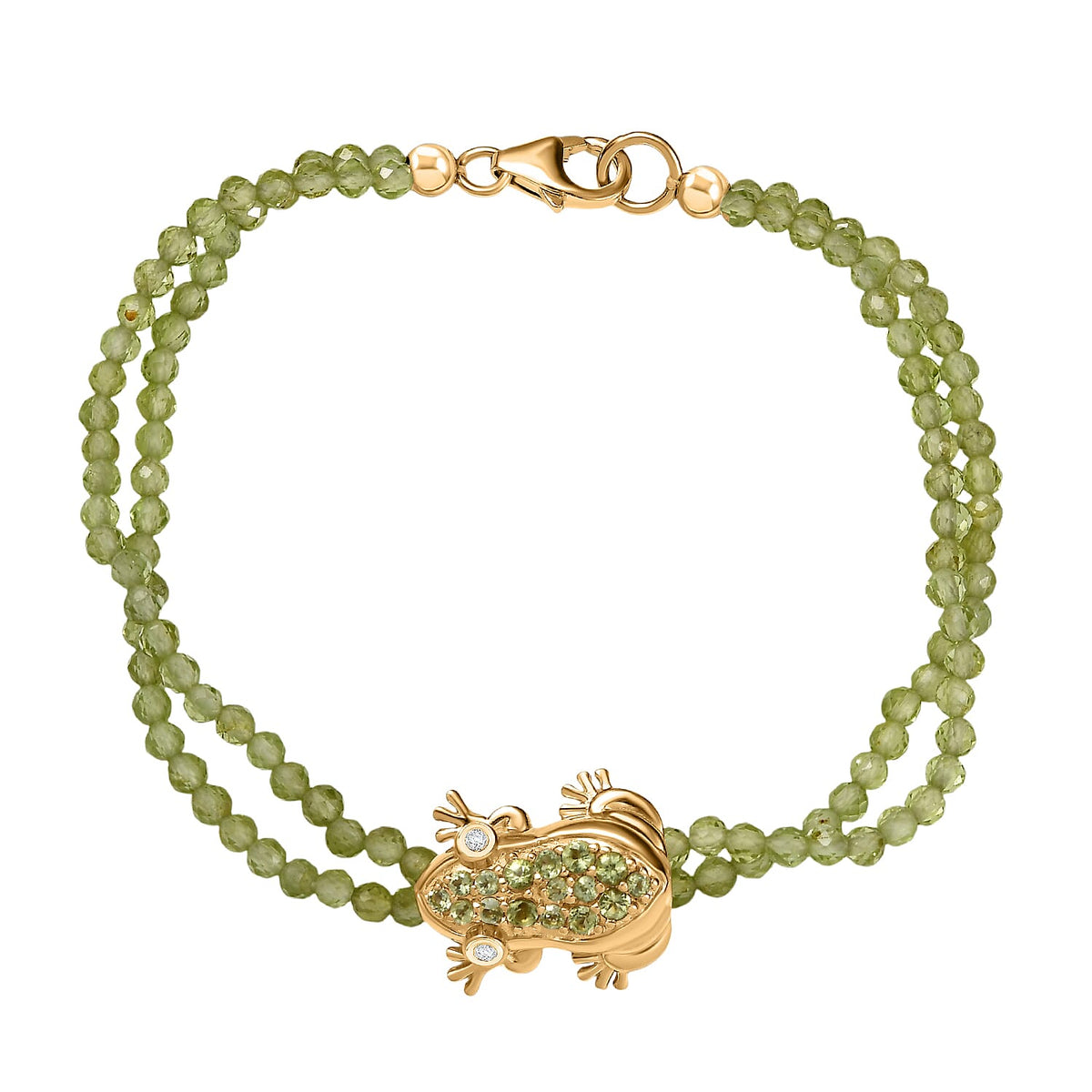 GP Italian Garden Collection - Peridot, White Zircon Bracelet (Size - 7.5) with Lobster Clasp in 18K Vermeil Yellow Gold Over Sterling Silver 23.05 Ct. 8200780 0