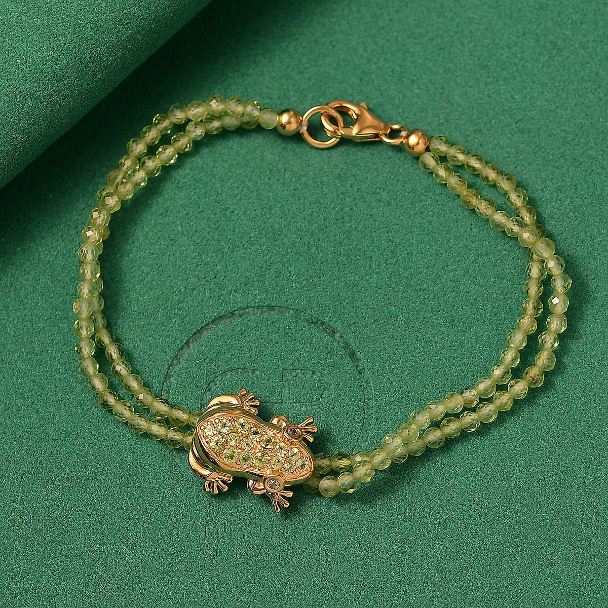 GP Italian Garden Collection - Peridot, White Zircon Bracelet (Size - 7.5) with Lobster Clasp in 18K Vermeil Yellow Gold Over Sterling Silver 23.05 Ct. 8200780 2