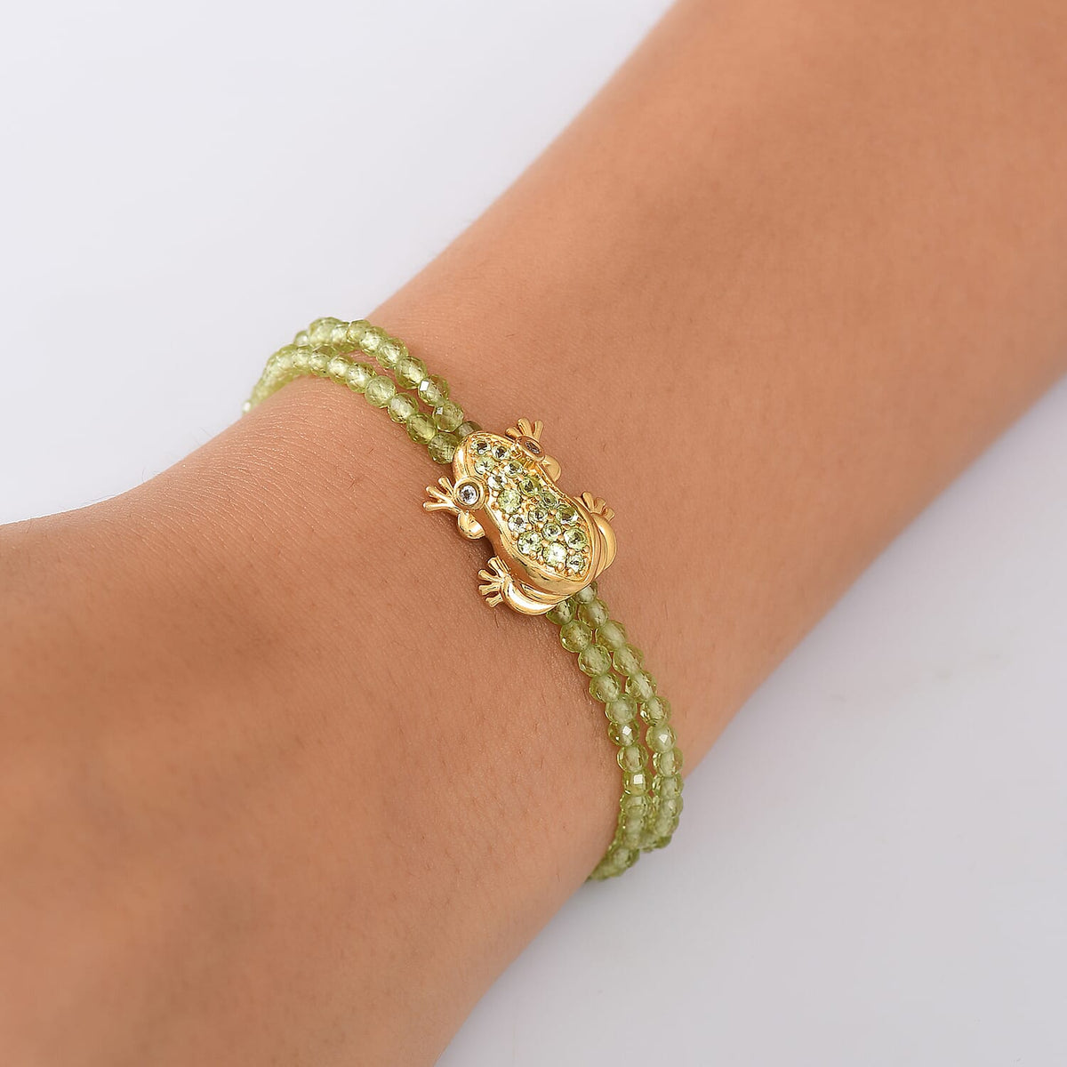GP Italian Garden Collection - Peridot, White Zircon Bracelet (Size - 7.5) with Lobster Clasp in 18K Vermeil Yellow Gold Over Sterling Silver 23.05 Ct. 8200780 3