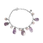 GP - Pink Amethyst and White Pearl Charms Bracelet (Size - 7.5) in Platinum Overlay Sterling Silver 59.38 Ct, Silver Wt. 8.39 Gms