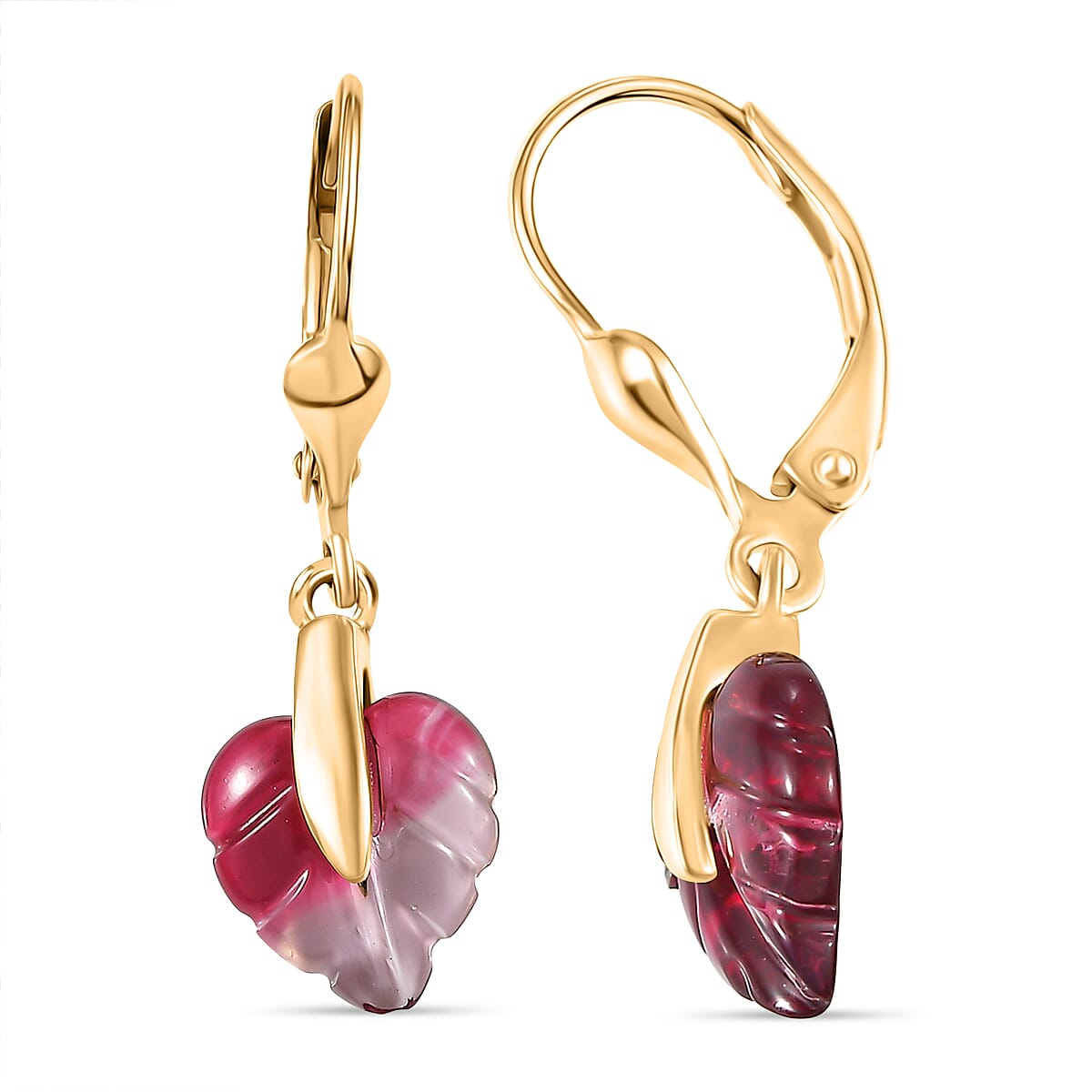 GP Pink Bi Color Glass Dangling Earring with Lever Back in 18K Vermeil Yellow Gold Plated Sterling Silver 3.17 Ct. 8375828 0