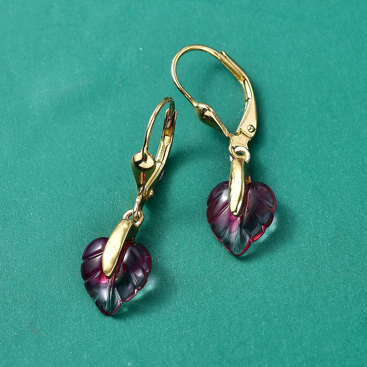 GP Pink Bi Color Glass Dangling Earring with Lever Back in 18K Vermeil Yellow Gold Plated Sterling Silver 3.17 Ct. 8375828 2