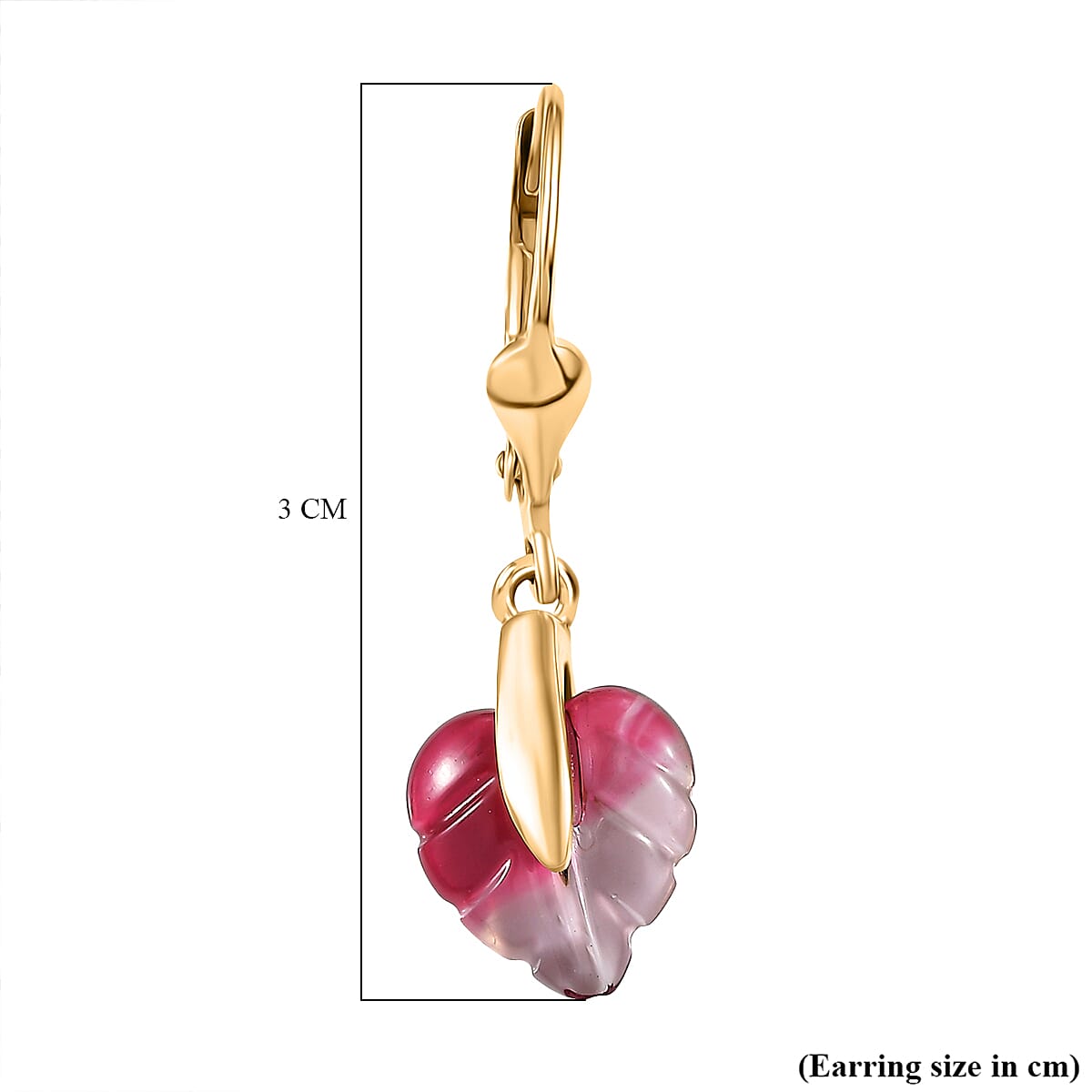 GP Pink Bi Color Glass Dangling Earring with Lever Back in 18K Vermeil Yellow Gold Plated Sterling Silver 3.17 Ct. 8375828 7