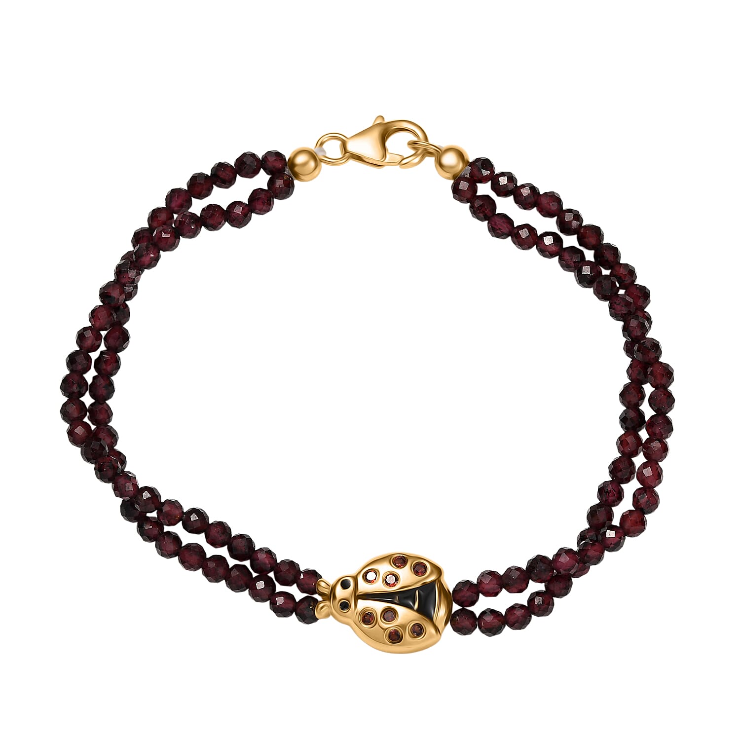 GP Italian Garden Collection - Red Garnet Lady Bug Bracelet (Size - 7.5) with Lobster Clasp in 18K Vermeil Yellow Gold Over Sterling Silver 29.42 Ct. 8200778 0