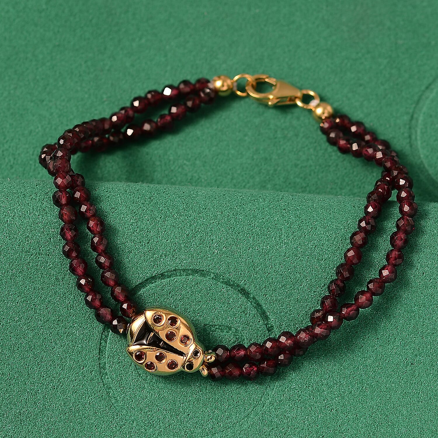 GP Italian Garden Collection - Red Garnet Lady Bug Bracelet (Size - 7.5) with Lobster Clasp in 18K Vermeil Yellow Gold Over Sterling Silver 29.42 Ct. 8200778 2