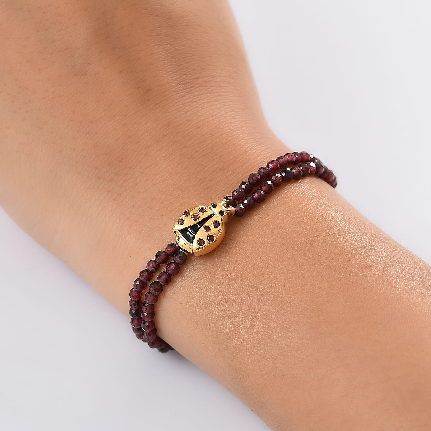 GP Italian Garden Collection - Red Garnet Lady Bug Bracelet (Size - 7.5) with Lobster Clasp in 18K Vermeil Yellow Gold Over Sterling Silver 29.42 Ct. 8200778 3