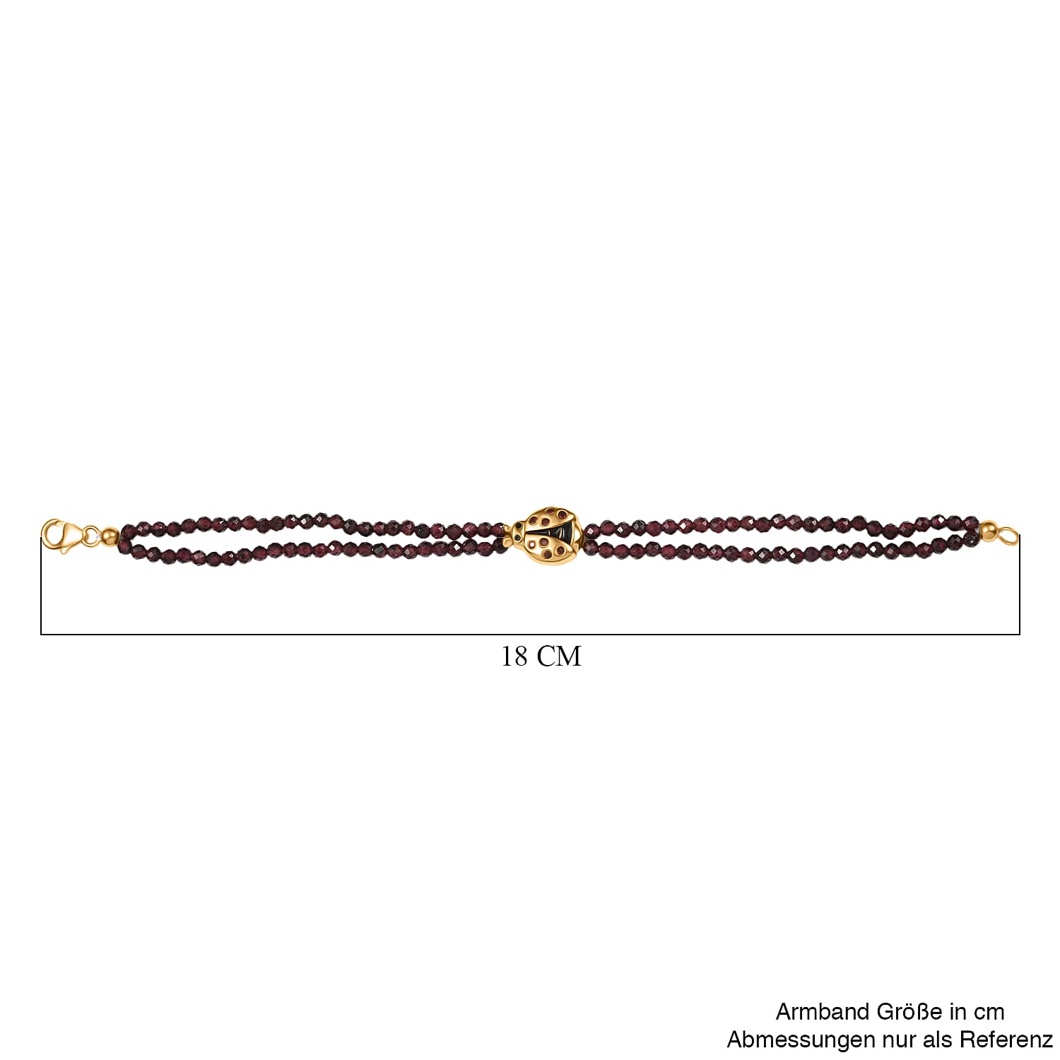 GP Italian Garden Collection - Red Garnet Lady Bug Bracelet (Size - 7.5) with Lobster Clasp in 18K Vermeil Yellow Gold Over Sterling Silver 29.42 Ct. 8200778 7